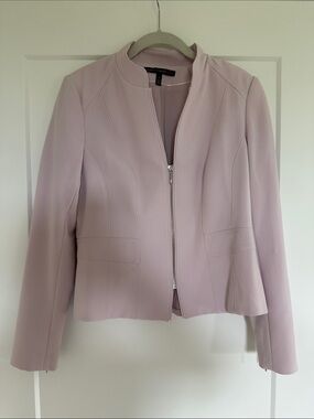 White House Black Market Pale Pink Zip-Front Blazer